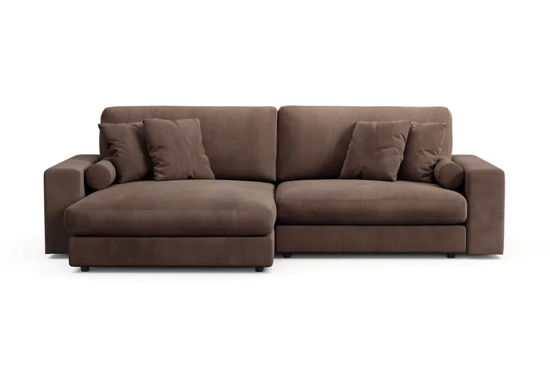 Arken Lyx 4-personers Vendbar L-formet Dyb Chaiselongsofa i Manchester - Brun - Møbler - Sofaer - Sofa med chaiselong