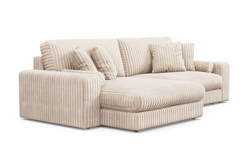 Arken Lyx 4-personers Vendbar L-formet Dyb Chaiselongsofa i Manchester - Beige - Møbler - Sofaer - Sofa med chaiselong