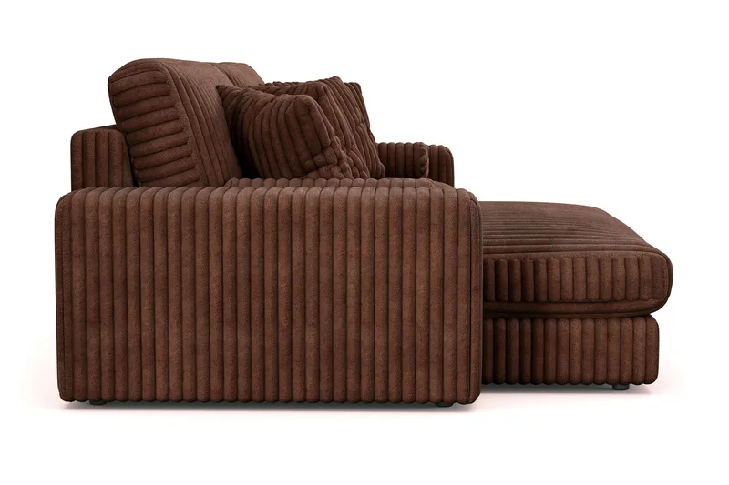 Arken Lyx 4-personers Vendbar L-formet Dyb Chaiselongsofa i Manchester - Mørkebrun - Møbler - Sofaer - Sofa med chaiselong