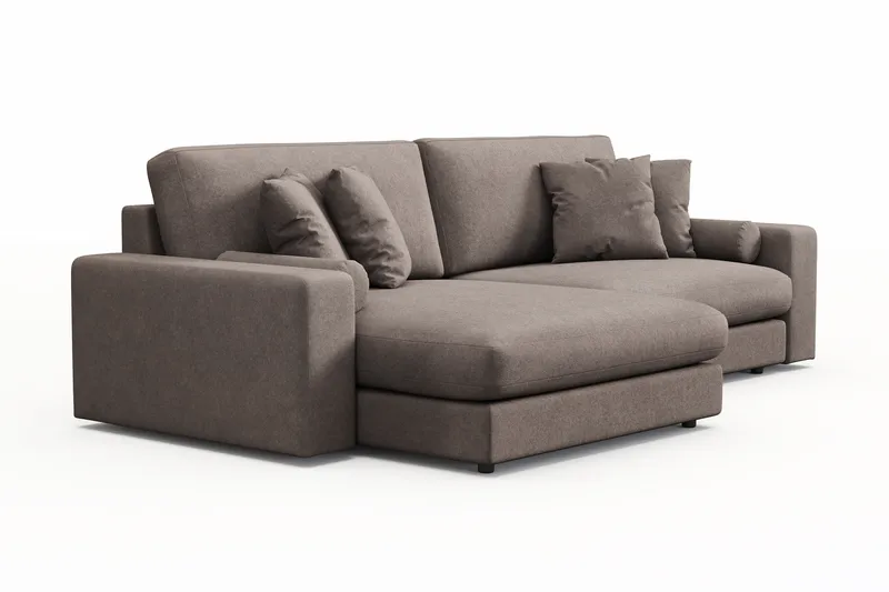 Arken Lyx 4-personers Vendbar L-formet Dyb Chaiselongsofa i stof - Brun - Møbler - Sofaer - Sofa med chaiselong