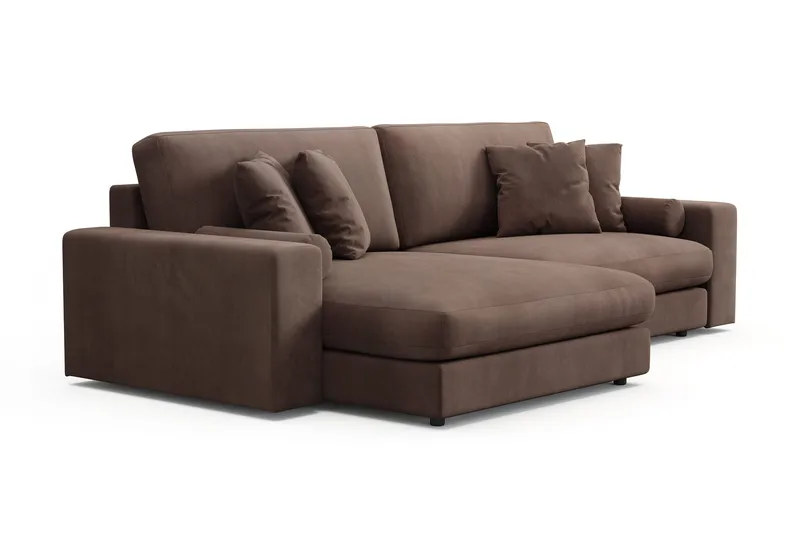 Arken Lyx 4-personers Vendbar L-formet Dyb Chaiselongsofa i Manchester - Brun - Møbler - Sofaer - Sofa med chaiselong