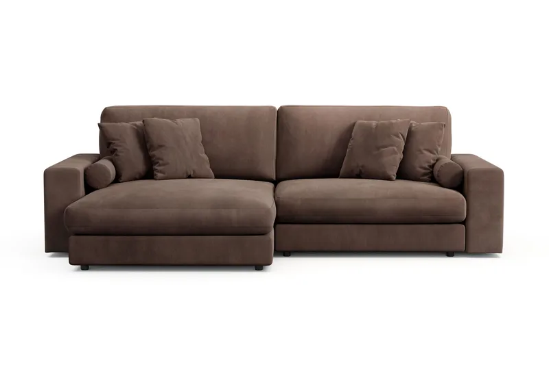 Arken Lyx 4-personers Vendbar L-formet Dyb Chaiselongsofa i Manchester - Brun - Møbler - Sofaer - Sofa med chaiselong