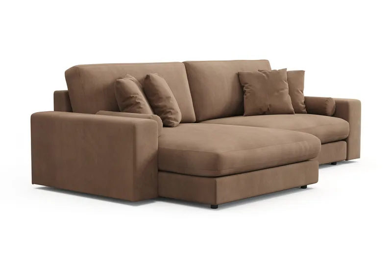 Arken Lyx 4-personers Vendbar L-formet Dyb Chaiselongsofa i Manchester - Brun - Møbler - Sofaer - Sofa med chaiselong