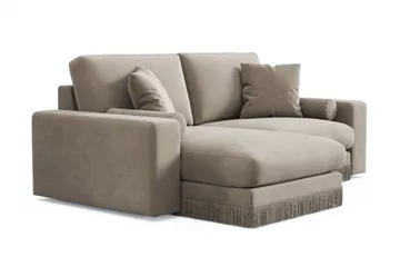 Arken Lyx dyb, vendbar L-formet 3-personers chaiselongsofa i velour - Beige - Møbler - Sofaer - Sofa med chaiselong