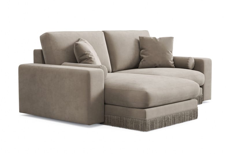 Arken Lyx dyb, vendbar L-formet 3-personers chaiselongsofa i velour - Beige - Møbler - Sofaer - Sofa med chaiselong