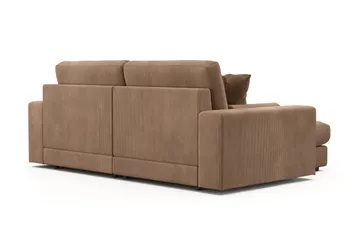 Arken Lyx dyb, vendbar L-formet 3-personers chaiselongsofa i riflet fløjl - Brun - Møbler - Sofaer - Sofa med chaiselong