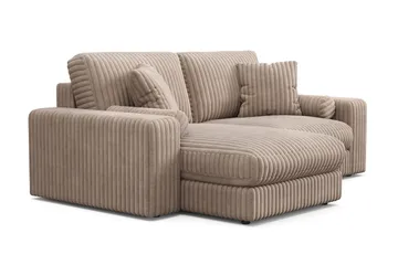 Arken Lyx dyb, vendbar L-formet 3-personers chaiselongsofa i riflet fløjl - Greige - Møbler - Sofaer - Sofa med chaiselong