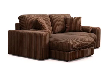 Arken Lyx dyb, vendbar L-formet 3-personers chaiselongsofa i riflet fløjl - Mørkebrun - Møbler - Sofaer - Sofa med chaiselong