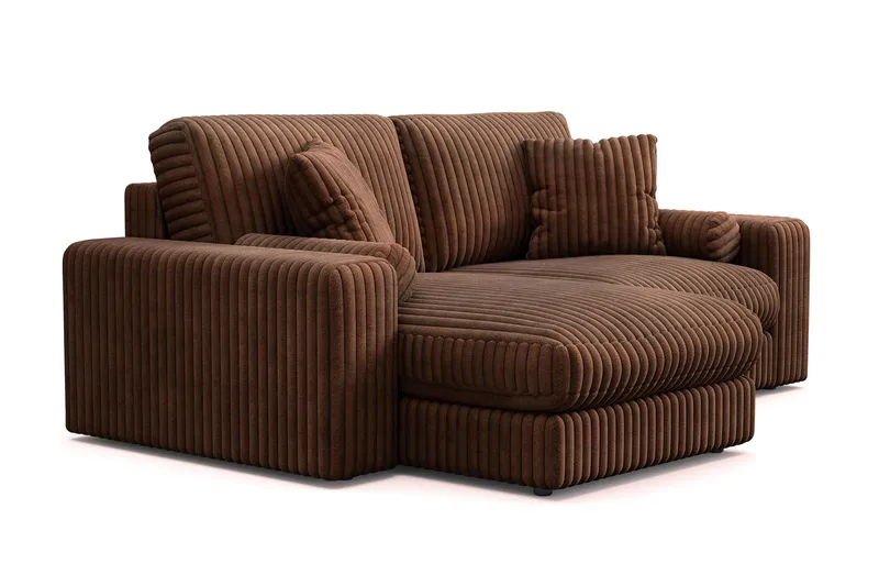 Arken Lyx dyb, vendbar L-formet 3-personers chaiselongsofa i riflet fløjl - Mørkebrun - Møbler - Sofaer - Sofa med chaiselong