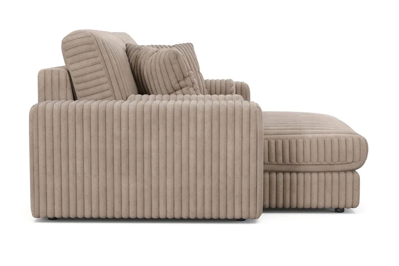 Arken Lyx dyb, vendbar L-formet 3-personers chaiselongsofa i riflet fløjl - Greige - Møbler - Sofaer - Sofa med chaiselong