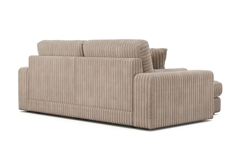 Arken Lyx dyb, vendbar L-formet 3-personers chaiselongsofa i riflet fløjl - Greige - Møbler - Sofaer - Sofa med chaiselong