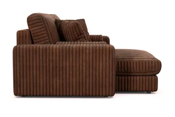 Arken Lyx dyb, vendbar L-formet 3-personers chaiselongsofa i riflet fløjl - Mørkebrun - Møbler - Sofaer - Sofa med chaiselong