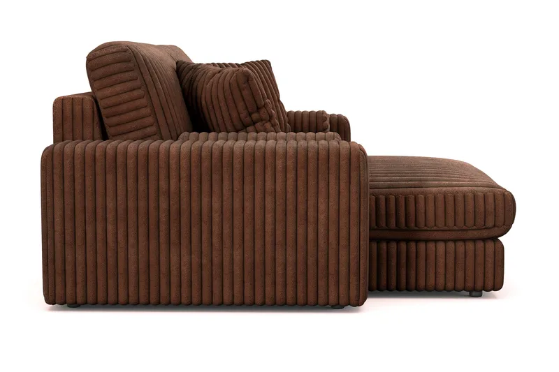 Arken Lyx dyb, vendbar L-formet 3-personers chaiselongsofa i riflet fløjl - Mørkebrun - Møbler - Sofaer - Sofa med chaiselong