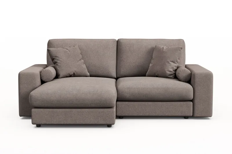 Arken Lyx dyb, vendbar L-formet 3-personers chaiselongsofa i stof, Brun