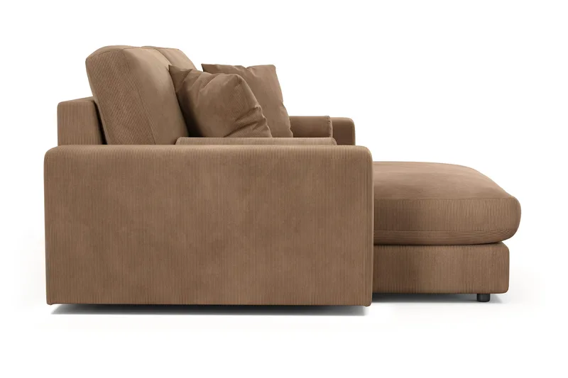 Arken Lyx dyb, vendbar L-formet 3-personers chaiselongsofa i riflet fløjl - Brun - Møbler - Sofaer - Sofa med chaiselong