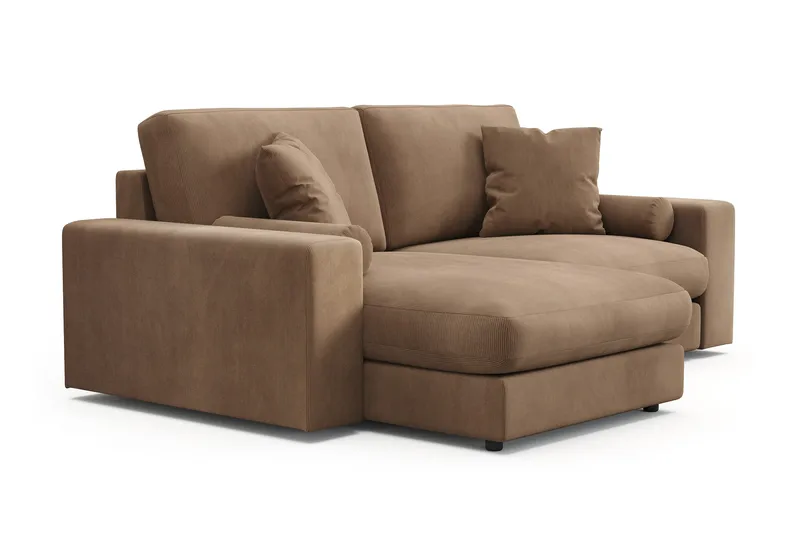 Arken Lyx dyb, vendbar L-formet 3-personers chaiselongsofa i riflet fløjl - Brun - Møbler - Sofaer - Sofa med chaiselong