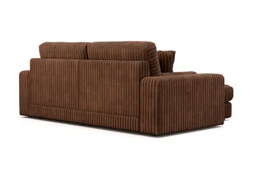 Arken Lyx dyb, vendbar L-formet 3-personers chaiselongsofa i riflet fløjl - Mørkebrun - Møbler - Sofaer - Sofa med chaiselong