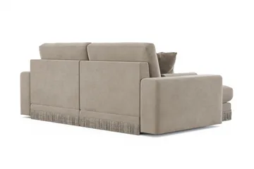 Arken Lyx dyb, vendbar L-formet 3-personers chaiselongsofa i velour - Beige - Møbler - Sofaer - Sofa med chaiselong