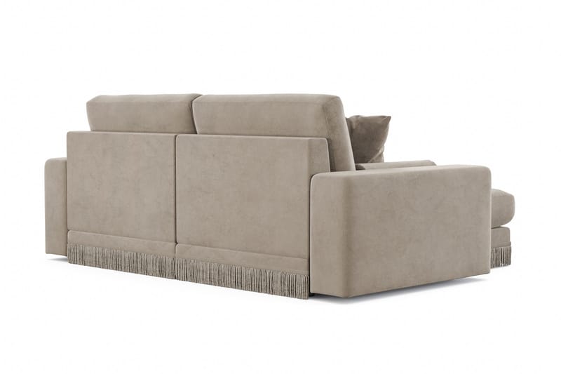 Arken Lyx dyb, vendbar L-formet 3-personers chaiselongsofa i velour - Beige - Møbler - Sofaer - Sofa med chaiselong