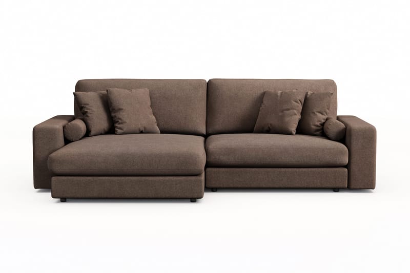 Arken Lyx dyb, vendbar L-formet 4-personers chaiselongsofa i stof, Brun