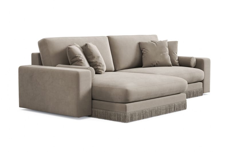 Arken Lyx dyb, vendbar L-formet 4-personers chaiselongsofa i velour - Beige - Møbler - Sofaer - Sofa med chaiselong