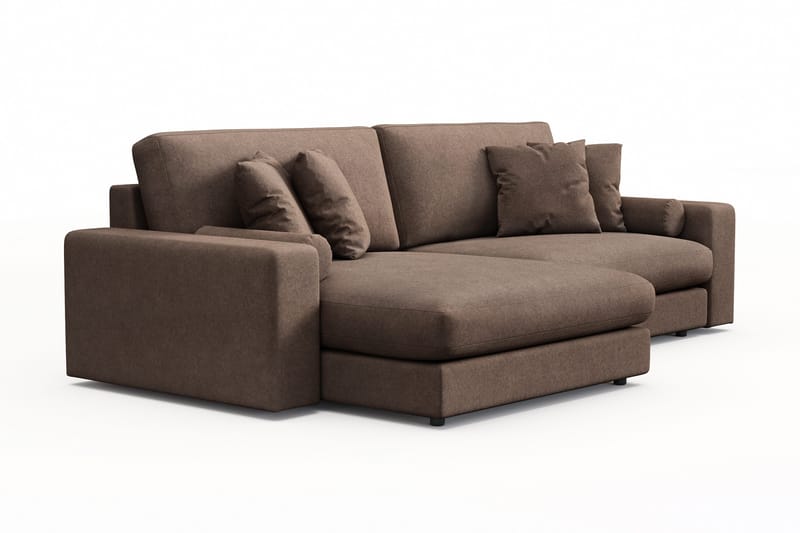 Arken Lyx dyb, vendbar L-formet 4-personers chaiselongsofa i stof - Brun - Møbler - Sofaer - Sofa med chaiselong