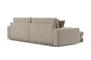 Arken Lyx dyb, vendbar L-formet 4-personers chaiselongsofa i velour - Beige - Møbler - Sofaer - Sofa med chaiselong