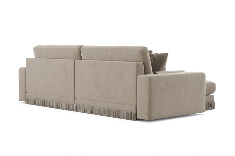 Arken Lyx dyb, vendbar L-formet 4-personers chaiselongsofa i velour - Beige - Møbler - Sofaer - Sofa med chaiselong