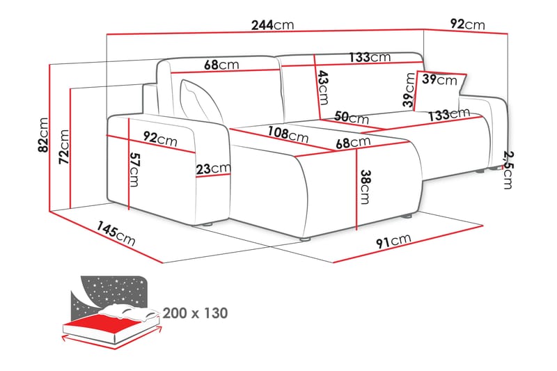 Barile Sofa med Divan 3-personers - Lys grå - Møbler - Sofaer - Sofa med chaiselong