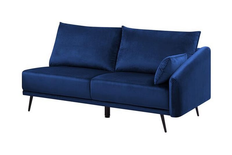 Bartelme Hjørnesofa Højre med LED-belysning velour - Blå - Sofa med chaiselong - Velour sofaer - 3 personers sofa med chaiselong