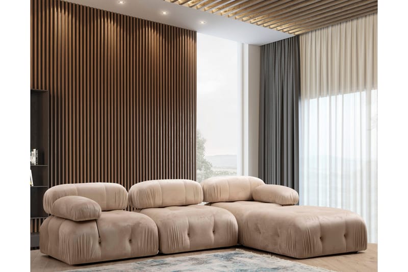 Belgin Boblende Divansofa 3-sæders 288 cm - Beige - Møbler - Sofaer - Sofa med chaiselong