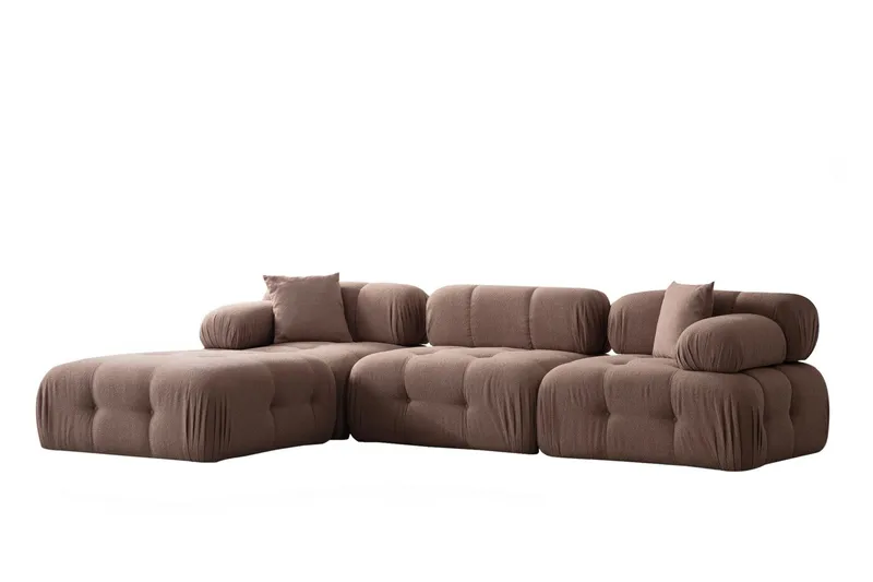 Belgin Boblende Divansofa 3-sæders 315 cm - Brun - Møbler - Sofaer - Modulsofaer - Komplet modulsofa