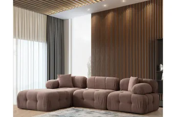 Belgin Boblende Divansofa 3-sæders 315 cm - Brun - Møbler - Sofaer - Modulsofaer - Komplet modulsofa