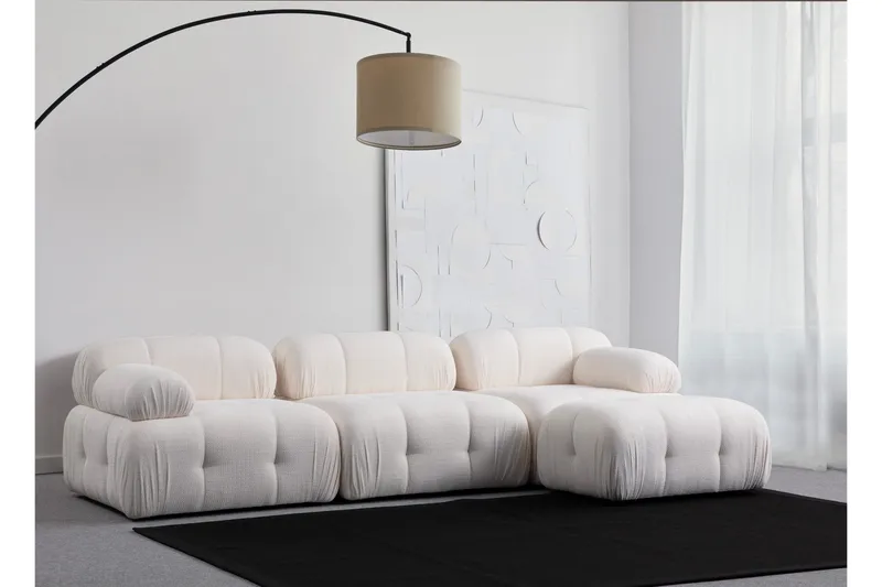 Belgin Sofa med Chaiselong 3-personers - Hvid - Møbler - Sofaer - Modulsofaer - Komplet modulsofa