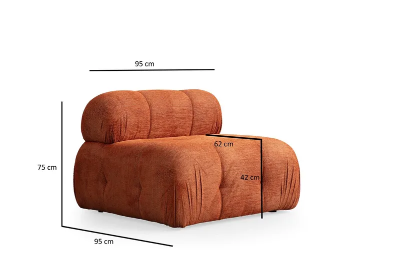 Belgin Sofa med Chaiselong 3-personers - Orange - Møbler - Sofaer - Modulsofaer - Komplet modulsofa