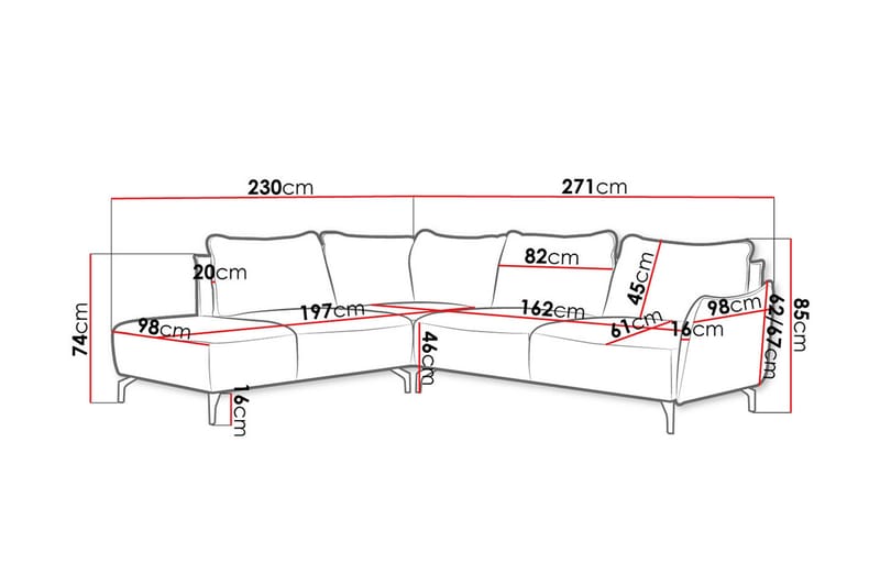 Bella 3-personers Hjørnesofa - Beige - Møbler - Sofaer - Sofa med chaiselong