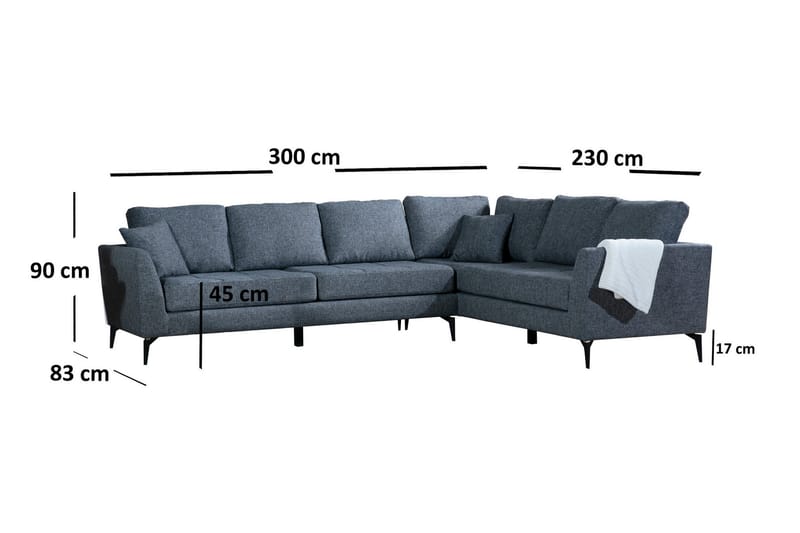 Bouchelle Hjørnesofa med Chaiselong Højre - Grå - Sofa med chaiselong