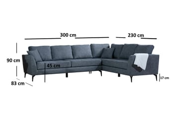 Bouchelle Hjørnesofa med Chaiselong Højre - Grå - Møbler - Sofaer - Hjørnesofa