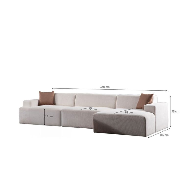 Branorin 4-personers sofa med Chaiselong - Hvid - Møbler - Sofaer - Sofa med chaiselong