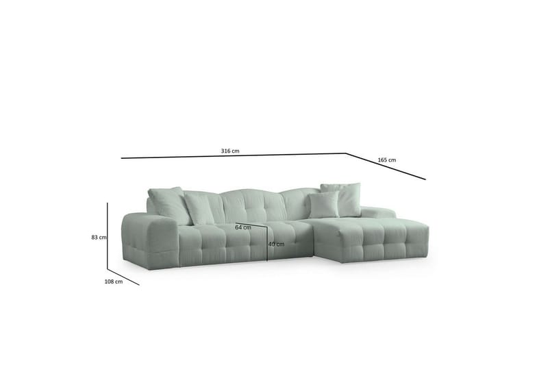 Buddy Sofa med Divan 4-personers - Grøn - Møbler - Sofaer - Sofa med chaiselong