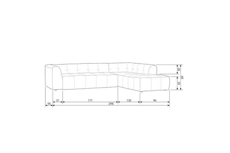 Byxelkroken 4-Pers. Sofa Højre - Sand - Sofa med chaiselong - 4 personers sofa med chaiselong