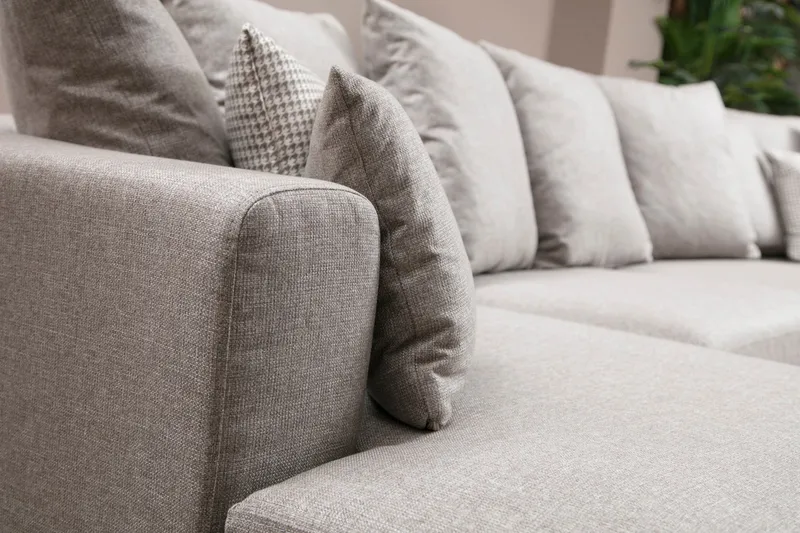 Castelloli 4-personers U-formet Hjørnesofa med Divan og Chaiselong i Stof - Lysegrå - Møbler - Sofaer - Hjørnesofa - Hjørnesofa med chaiselong