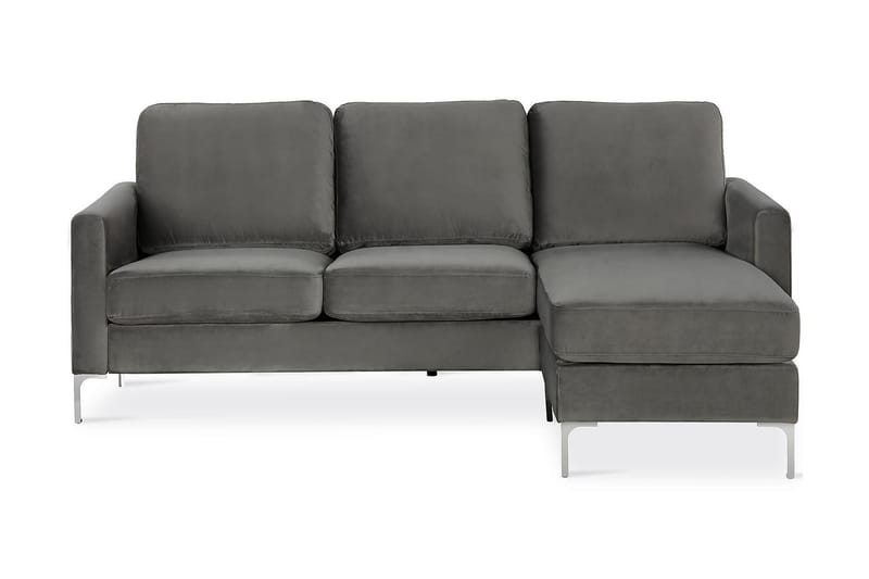 Chapman Chaiselongsofa Grå/Velour - Novogratz - Sofa med chaiselong - 3 personers sofa med chaiselong