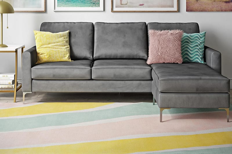 Chapman Chaiselongsofa Grå/Velour - Novogratz - Møbler - Sofaer - Sofa med chaiselong