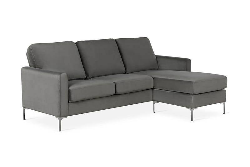 Chapman Chaiselongsofa Grå/Velour - Novogratz - Sofa med chaiselong - 3 personers sofa med chaiselong