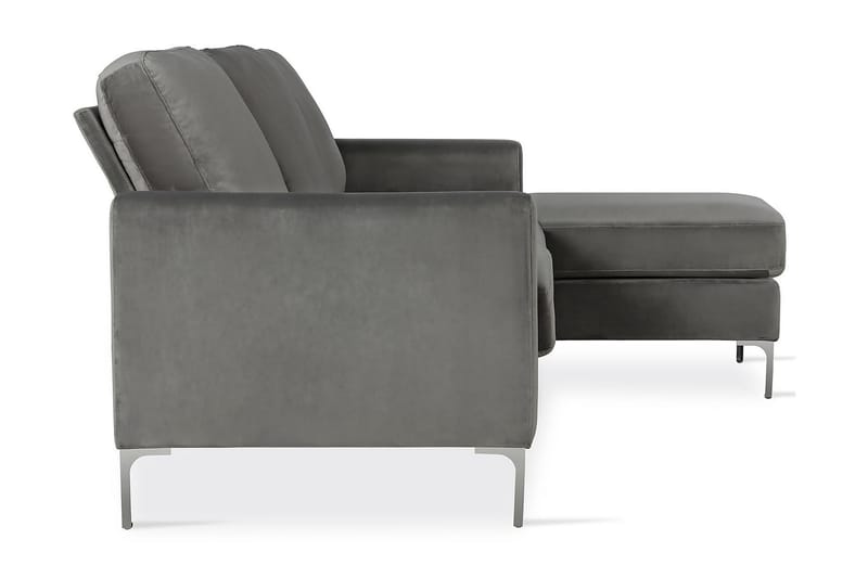 Chapman Chaiselongsofa Grå/Velour - Novogratz - Sofa med chaiselong - 3 personers sofa med chaiselong