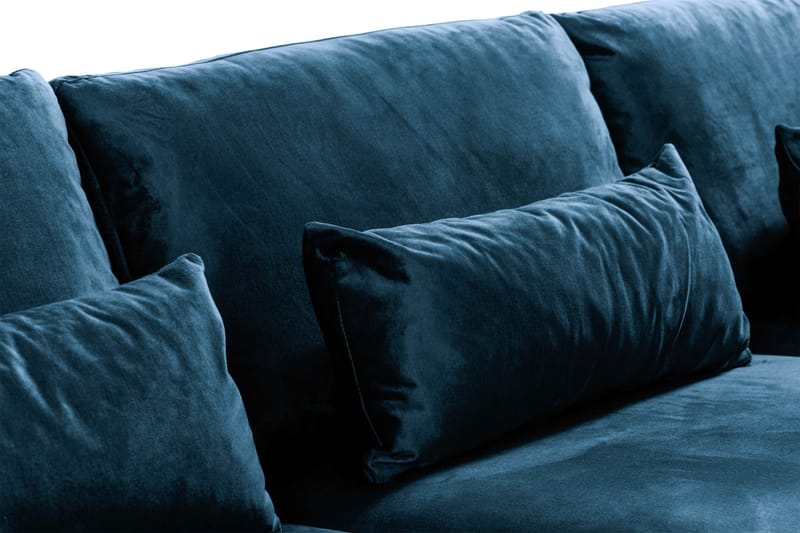 Copenhagen 4-personers Højrevendt L-formet Divansofa i Fløjl - Blå - Møbler - Sofaer - Sofa med chaiselong