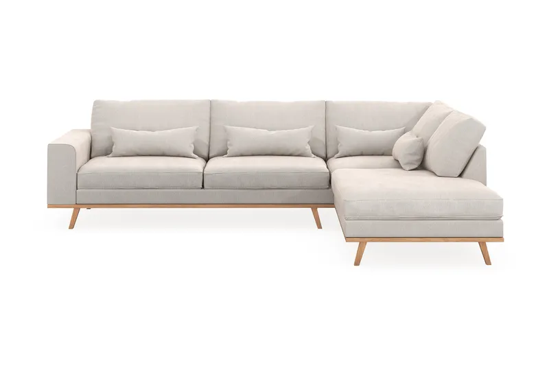 Copenhagen 4-personers Højrevendt L-formet Chaiselongsofa i Fløjl - Cremehvid - Møbler - Sofaer - Sofa med chaiselong