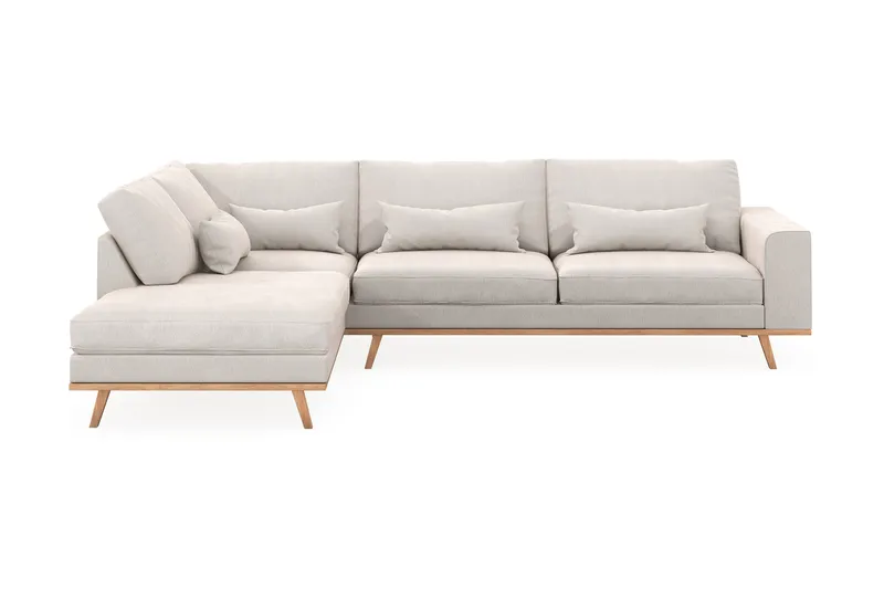 Copenhagen 4-personers Venstrevendt L-formet Chaiselongsofa i Fløjl - Cremehvid - Møbler - Sofaer - Sofa med chaiselong