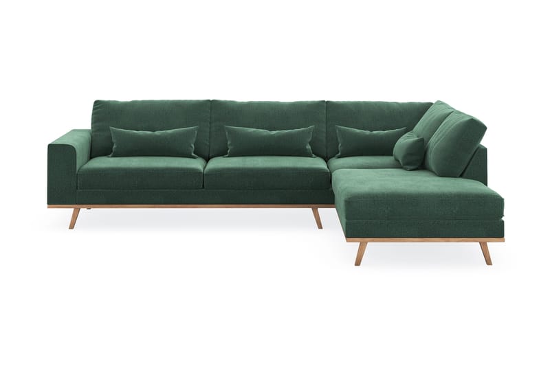 Copenhagen 4-personers Højrevendt L-formet Chaiselongsofa i Fløjl - Mørkegrøn - Møbler - Sofaer - Sofa med chaiselong
